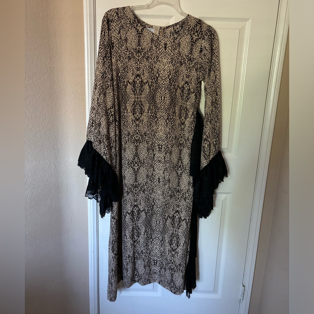 Black ruffled printed dress